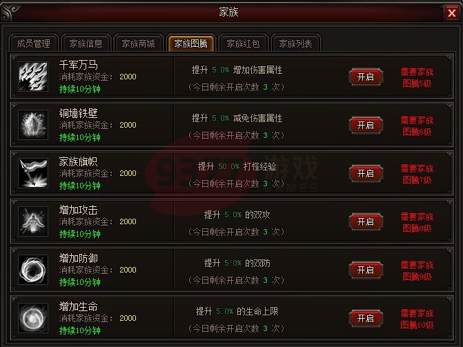 皇圖家族圖騰玩法介紹